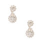 Silver 1&quot; Embellished Halo Clip On Drop Earrings,
