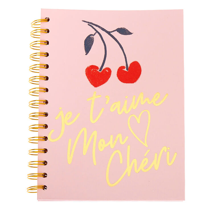 Je T'Aime Mon Cheri Cherries Notebook - Pink,