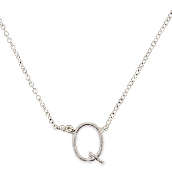 Silver Initial Necklace - Q,