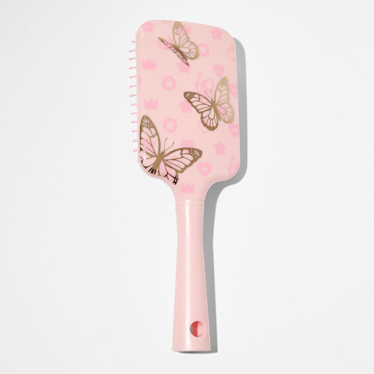 Pink Butterfly Paddle Hair Brush,