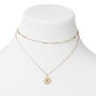 Gold Initial Medallion Multi Strand Necklace - M,