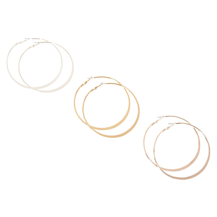 60MM Mixed Metal Knife Edge Hoop Earrings,