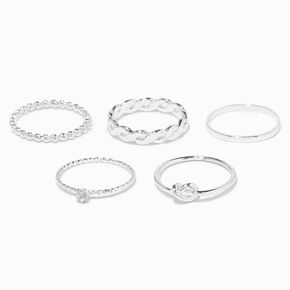 Silver Woven Knot Rings - 5 Pack,