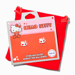 Sterling Silver Hello Kitty&reg; Valentine&#39;s Day Stud Earrings,