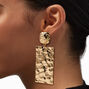 Gold-tone Hammered Rectangular 3&quot; Drop Earrings ,