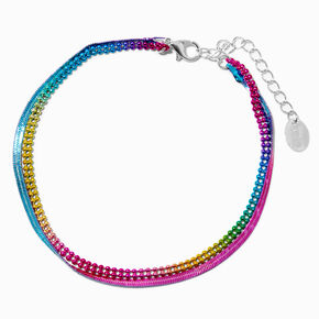 Anodized Rainbow Multi-Strand Chain Anklet,