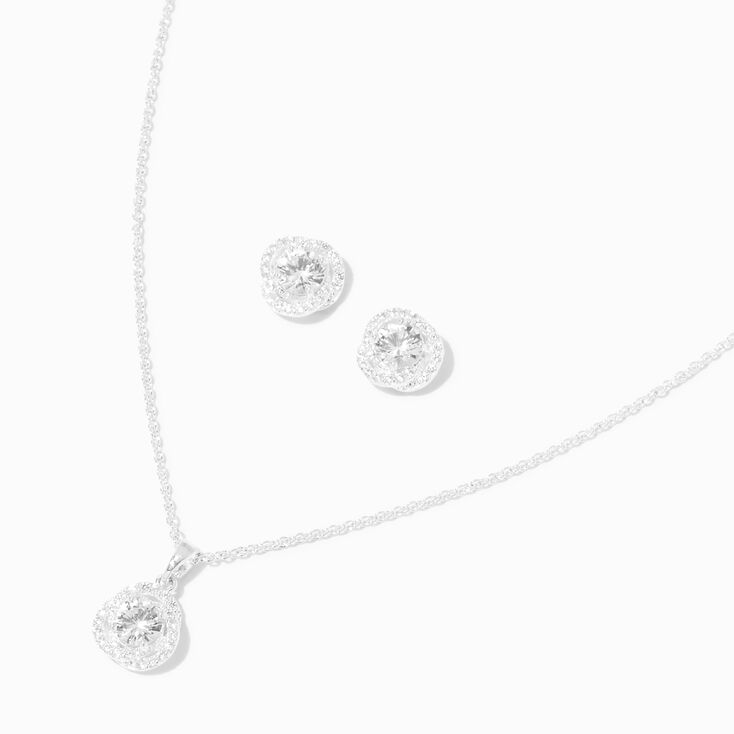 Silver-tone Cubic Zirconia Halo Knot Jewelry Set - 2 Pack,