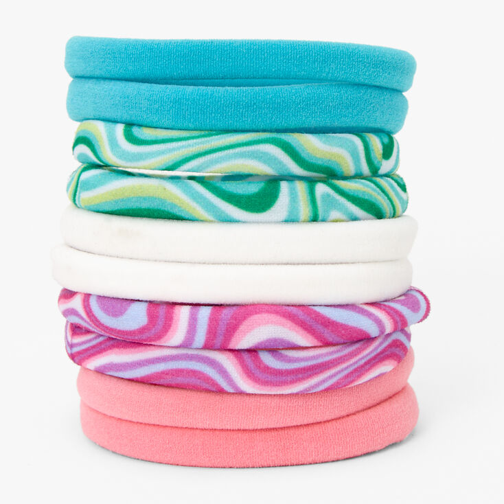 Pink &amp; Blue Swirls Rolled Hair Ties &#40;10 Pack&#41;,