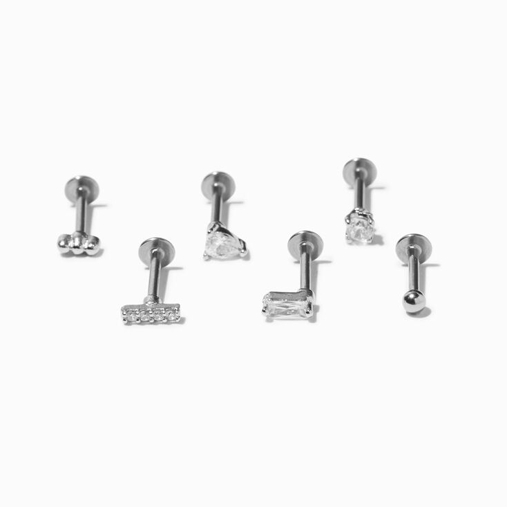 Silver Geometric 16G Cartilage Earrings - 3 Pack,