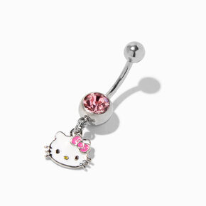 Hello Kitty&reg; Silver 14G Face Dangle Belly Bar,