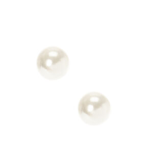 White 8MM Pearl Stud Earrings,