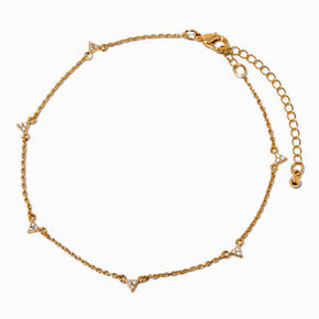 ICING Select 18k Yellow Gold Plated Triangle Crystals Chain Anklet,
