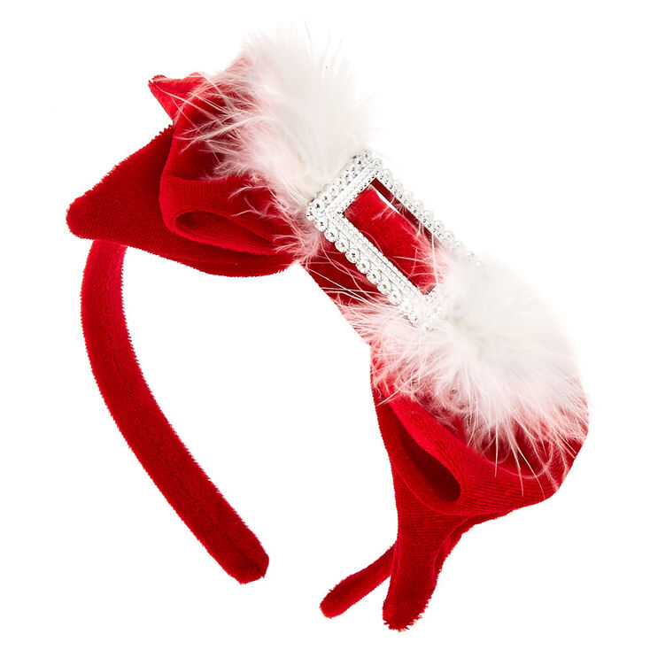 Santa Bow Headband - Red,