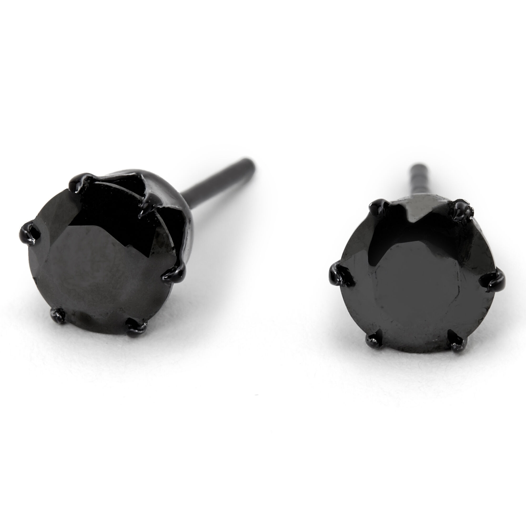Sterling Silver 8mm Black Cubic Zirconia Studs in Black | Prouds