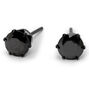 Sterling Silver Cubic Zirconia Round Stud Earrings - Black, 6MM,