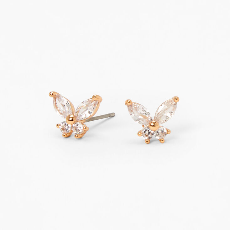 Cubic Zirconia Butterfly Stud Earrings,