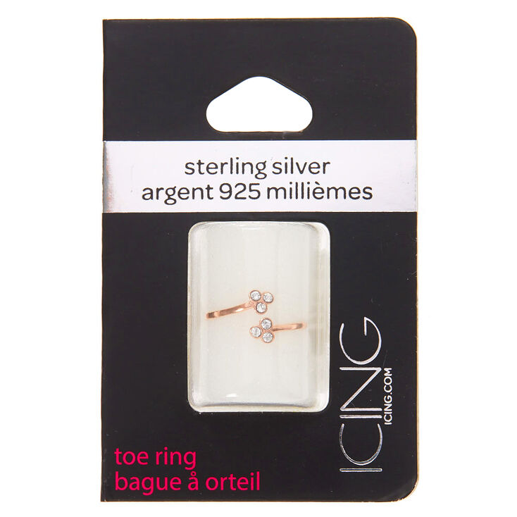 Sterling Silver Rose Gold Open Crystal Toe Ring,