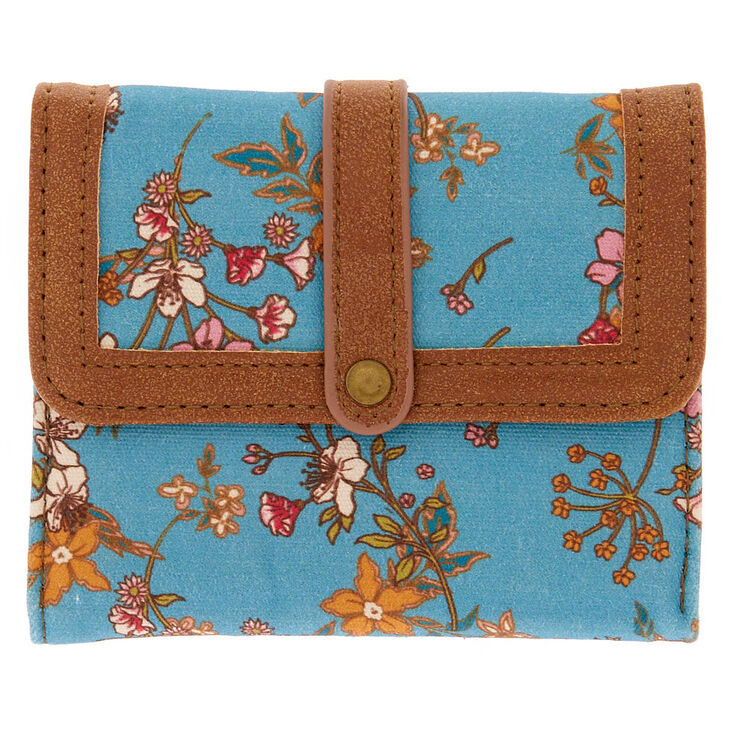 Floral Trifold Wallet - Turquoise,