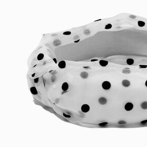 White &amp; Black Polka Dot Knotted Headband,
