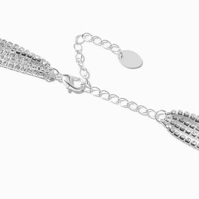 Silver Crystal Lasso Multi-Strand Y-Neck Necklace,