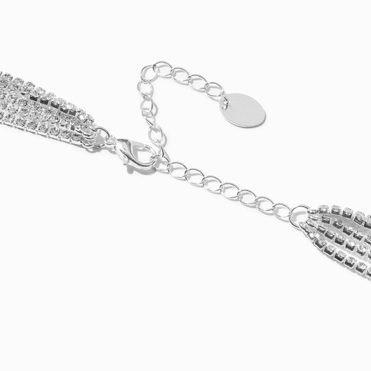 Silver Crystal Lasso Multi-Strand Y-Neck Necklace,