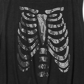 Halloween Black Studded Skeleton Tank Top,