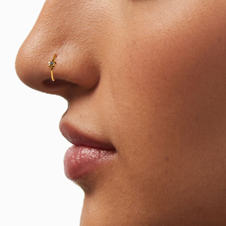 Stainless Steel Gold Star 20G Iridescent Crystal Nose Studs &amp; Hoops - 6 Pack,