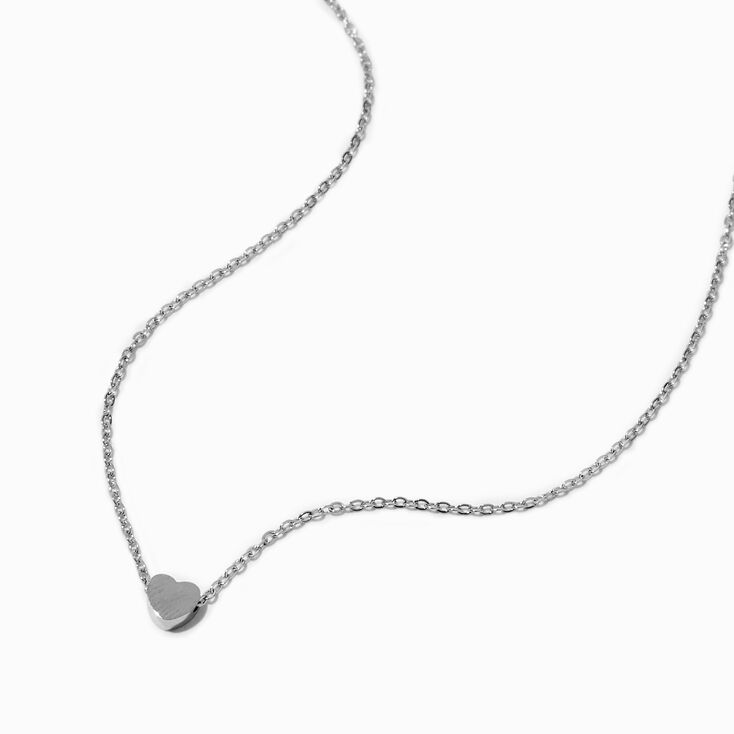 Silver-tone Stainless Steel Heart Pendant Necklace ,
