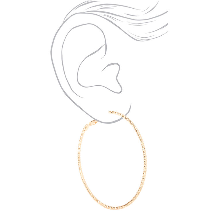 Mixed Metal 50MM Sleek Textured Hoop Earrings - 6 Pack,
