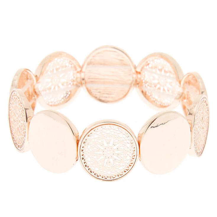Rose Gold Filigree Disc Stretch Bracelet,