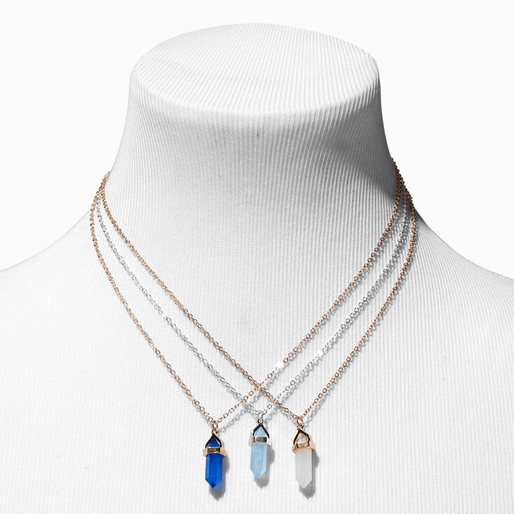 Mixed Metal Best Friends Mystical Gem Pendant Necklaces - 3 Pack,