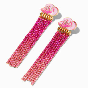 Pink Cowboy Hat Fringe Chains 2&quot; Drop Earrings,