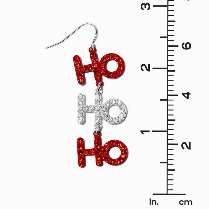 Crystal &quot;HO HO HO&quot; 2&quot; Drop Earrings,