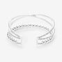 Silver Rhinestone Criss Cross &amp; Bead Cuff Bracelet,