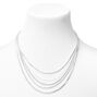 Silver Rhinestone Multi Strand Necklace &amp; Drop Earrings Set - 2 Pack,