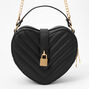 Quilted Heart Crossbody Bag - Black,