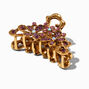 Purple Flower Gold Oval Hair Claw,