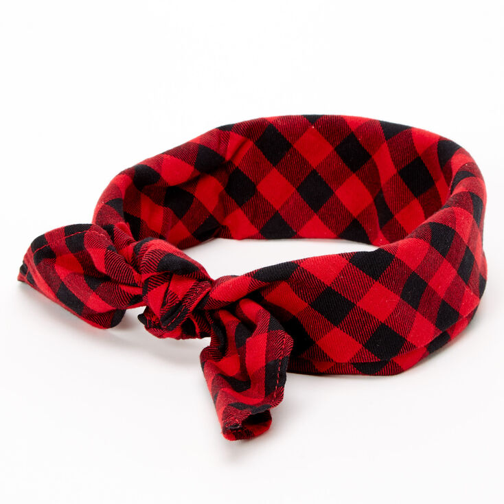 Red & Black Plaid Bandana Headwrap,