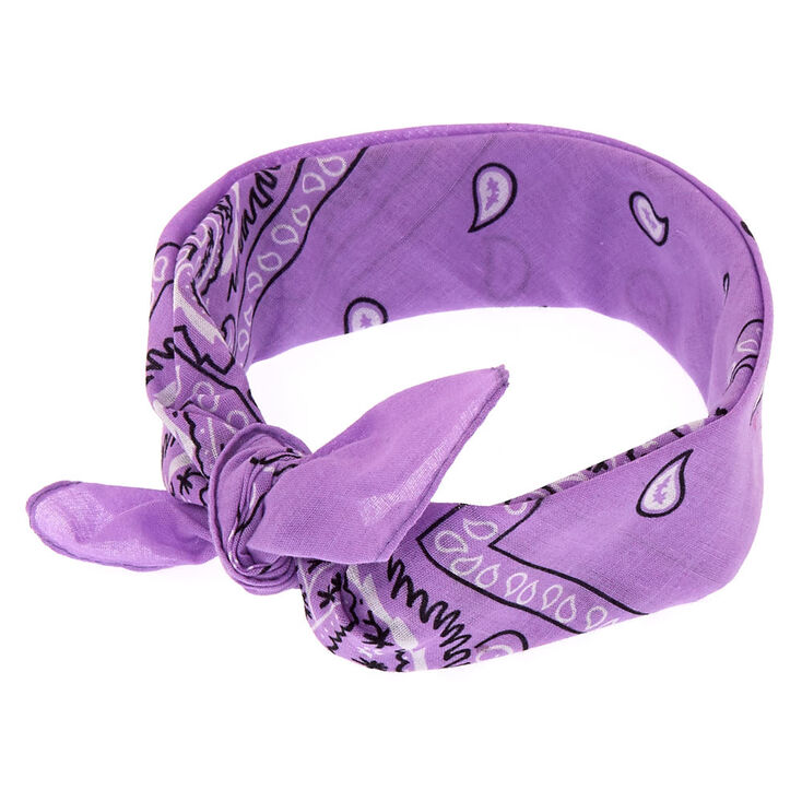 Paisley Print Bandana Headwrap - Lilac,