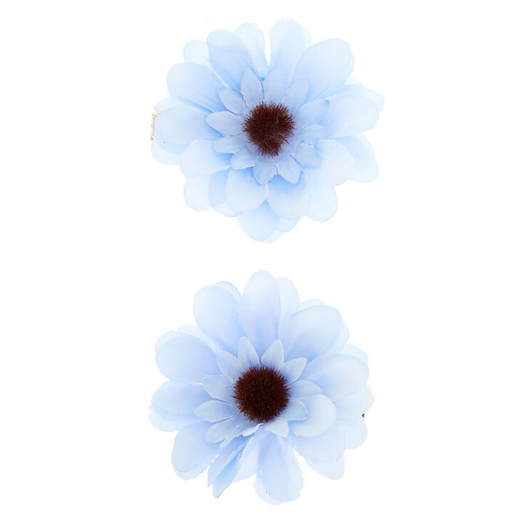 Sunflower Hair Barrettes - Baby Blue, 2 Pack,