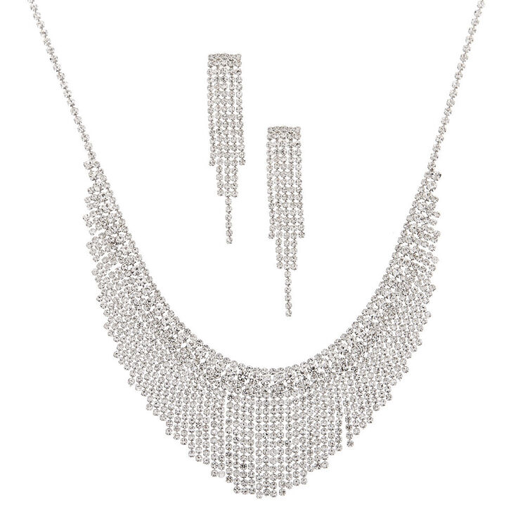 Silver Rhinestone Waterfall Jewelry Set - 2 Pack,