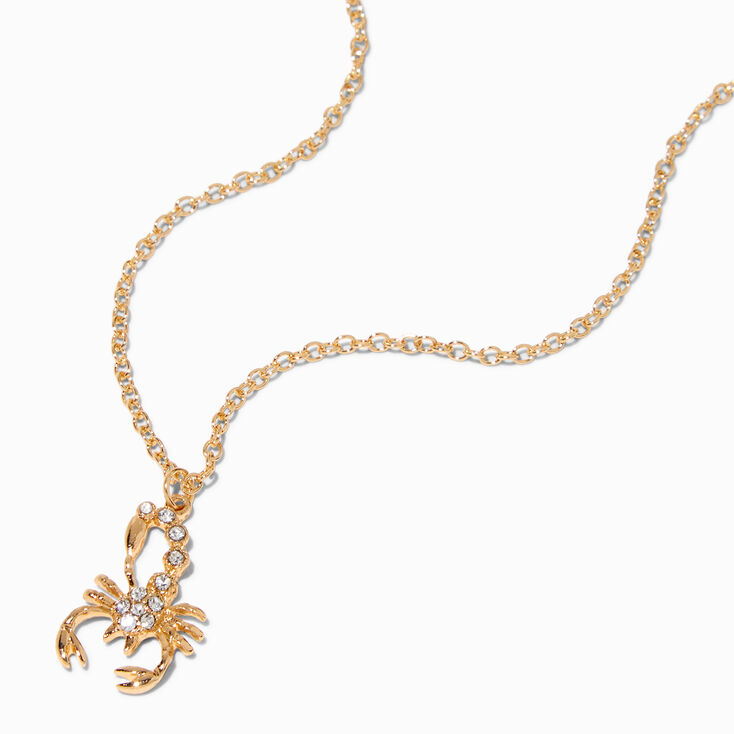 Gold Zodiac Symbol Pendant Necklace - Scorpio,
