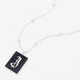 Silver Initial Rectangle Mood Pendant Necklace - J,