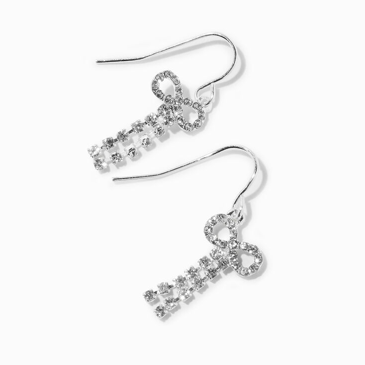 Silver-tone Crystal Bow 1&quot; Drop Earrings,