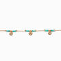 Teal Bead &amp; Gold-tone Coin Chain Bracelet,