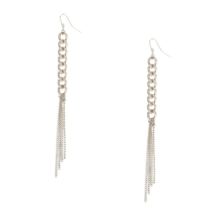 Silver Tone Chain Link Fringe Drop Earrings Icing Us Silver Tone Chain Link Fringe Drop Earrings