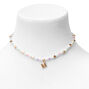 Gold Star &amp; Pastel Pearl Initial Pendant Necklace - M,