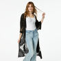 Sheer Black Floral Crochet Kimono,