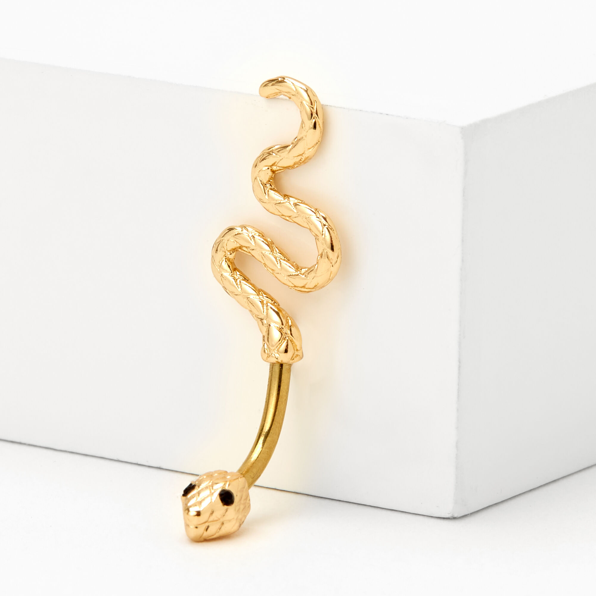 Gold 14G Slithering Snake Belly Ring Icing US