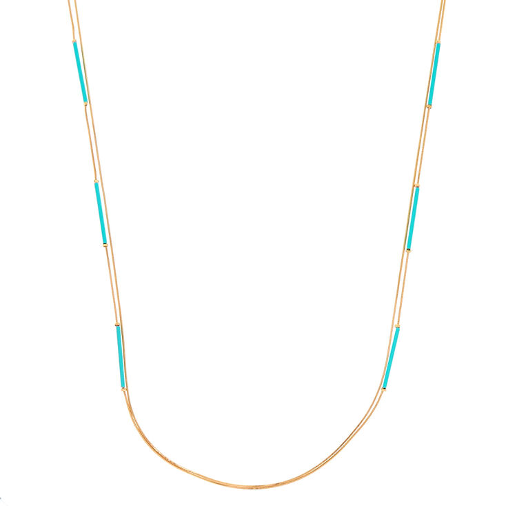 Gold Turquoise Bar Multi Strand Necklace,